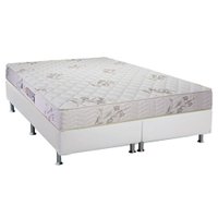 Cama Box Queen: Colchão Espuma Luckspuma D33 Supreme Floral + Base CRC Courano White(158x198)