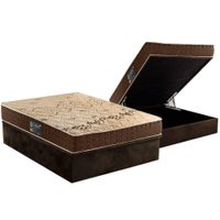 Conjunto Box Baú Casal: Colchão Espuma D Angelis Anjos D28 Confort + Base CRC Suede Brown (138x188)