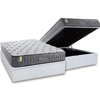 Cama Box Baú Casal: Colchão Molas MasterPocket Ensacadas Anjos Versalhes + Base CRC Courano Branco(138x188)