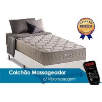 Cama Box Solteiro: Colchão c/ Vibro Massagem D Angelis Anjos Commodite Magnético + Base CRC Courano White (96x203)
