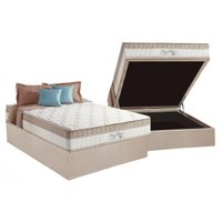 Conjunto Box Baú Casal: Colchão Molas D Angelis Anjos Superlastic King Best + Base CRC Suede Clean (138x188)