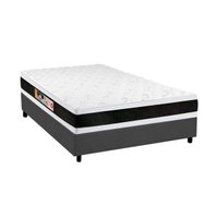 Cama Box Casal: Colchão Espuma Castor D45 Black e White AIR Double Face + Base CRC Suede Gray(138x188)