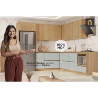 Cozinha Completa Rainha Gourmet 7 Peças (3 Aéreos + 1 Paneleiro + 3 Balcões) C6P38 Nature/Verde - Nesher
