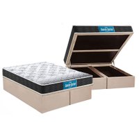 Cama Box Baú Queen: Colchão Anatômico Probel D28 / Guarda Costas PróMiddle Double Face + Base CRC Suede Clean(158x198)