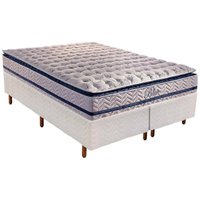 Cama Box Queen: Colchão Molas Paropas MasterPocket Ensacadas Blue + Base CRC Rústico White(158x198)