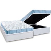 Conjunto Box Baú Casal: Colchão Espuma D Angelis Anjos D20 Querubim + Base CRC Courano White (138x188)