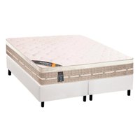 Cama Box Queen: Colchão Molas Castor Tecnopedic Premium + Base CRC Suede White(158x198)