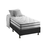 Cama Box Solteiro: Colchão Molas Anjos MasterPocket Ensacadas Duo Sono+ Base CRC Suede Gray(88x188)