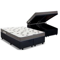 Conjunto Box Baú King: Colchão Espuma Ortobom D33 Light Saúde + Base CRC Suede Black(186x198)