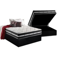 Conjunto Box Baú Casal: Colchão Molas D Angelis Anjos MasterPocket Ensacadas Classic + Base CRC Courano Black (138x188)