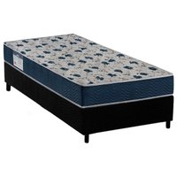 Cama Box Solteiro: Colchão Ortopédico Ortobom D28/EP Anatômico Fort Tech ISO 60 + Base CRC Suede Black(78x188)