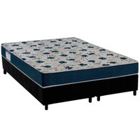 Cama Box Queen: Colchão Espuma Ortobom D28/EP Anatômico Fort Tech ISO 60 + Base CRC Suede Black(158x198)