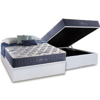 Cama Box Baú Casal: Colchão Molas MasterPocket Ensacadas Anjos Bluse Sea + Base CRC Courano White(138x188)