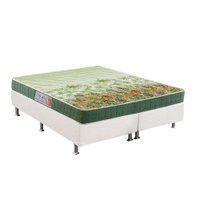 Cama Box Queen: Colchão Espuma Anjos D28/EP Anatômico Pantanal + Base CRC Courano White(158x198)