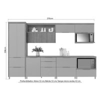 Cozinha Completa Marquesa 7 Peças (3 Aéreos + 3 Balcões + 1 Paneleiro) C6P41 Nature/Verde - Nesher