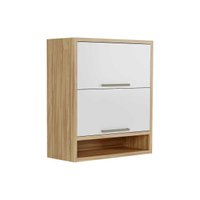Armário de Cozinha Modulado Syrah Nicho c/ 2 Portas Basculante 80cm Amendoa/Branco - Ronipa