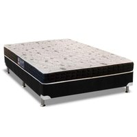 Cama Box Casal: Colchão Espuma Anjos D28/AG65 Pantanal Thierry + Base CRC Suede Black(138x188)