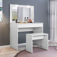 Penteadeira Camarim com Banqueta Atraente 1 Gaveta Branco - Pnr Móveis