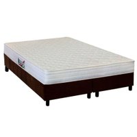 Cama Box Queen: Colchão Espuma Herval AG65 Frontier + Base CRC Suede Brown(158x198)
