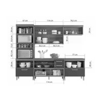 Cozinha Completa Princesa 4 Peças (1 Armário + 2 Balcões + 1 Paneleiro) C6P65 Freijo/Off White - Nesher