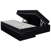 Conjunto Box Baú Solteiro: Colchão Espuma Ortobom D45 / Airtech 150 + Base CRC Suede Black (88x188)