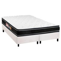 Conjunto Box Queen: Colchão Espuma Castor D33 Black e White Double Face + Base CRC Courano White(158x198)
