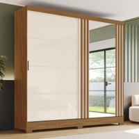 Guarda-Roupa Casal 2 Portas 3 Gavetas com Espelho B352 Nature/Off White - Briz