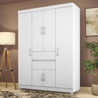 Guarda-Roupa Casal Ecom Ii 6 Portas Branco/Rosa/Branco - Demóbile