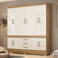 Guarda-Roupa Casal New Murano 10 Portas 3 Gavetas Amêndola/Off-White - Demóbile