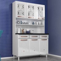 Armário de Cozinha Compacta de Aço Compacta Mirage New 6 Portas 3 Gavetas Branco - Pnr Móveis