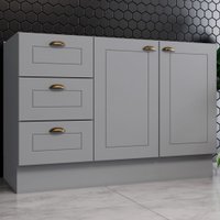 Armário de Cozinha Compacta para Pia 120 Cm Americana 2 Portas 3 Gavetas 100% Mdf Cinza - Pnr Móveis