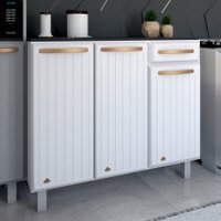 Armário de Cozinha em Aço Steel com Tampo 3 Portas 1 Gaveta Branco - Panorama Móveis