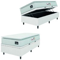 Cama Box Baú Solteiro Colchão Espuma D45 Lazio Pillow Top 88x188x65cm Branco Hellen