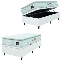 Cama Box Baú Solteiro Colchão Espuma D33 Pillow Top Van Gogh 88x188x65cm Branco Hellen - Suporta Até 120 Kg Por Pessoa