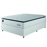 Cama Box Casal Colchão Molas Ensacadas Com Pillow Sevilha 138x188x71cm Branco/Cinza Hellen