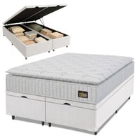 Cama Box Baú Casal Queen Colchão Espuma D33 Pillow Top Van Gogh 158x198x65cm Branco Hellen
