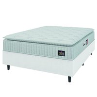 Cama Box Casal Queen Colchão Espuma D33 Pillow Top Van Gogh 158x198x62cm Branco Hellen - Suporta Até 120 Kg Por Pessoa