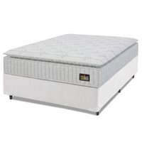 Cama Box Casal Queen Colchão Espuma D33 Pillow Top Van Gogh 158x198x62cm Branco Hellen - Suporta Até 120 Kg Por Pessoa
