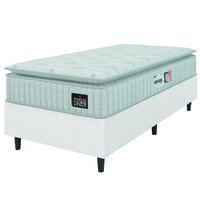 Cama Box Solteiro Colchão Espuma D33 Pillow Top Van Gogh 88x188x62cm Branco Hellen-Suporta Até 120kg por Pessoa