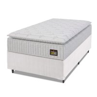Cama Box Solteiro Colchão Espuma D33 Pillow Top Van Gogh 88x188x62cm Branco Hellen-Suporta Até 120kg por Pessoa