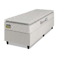 Cama Box Solteiro Colchão Espuma D33 Pillow Top New Millenium 88x188x57cm Branco Hellen - Suporta Até 120 Kg Por Pessoa
