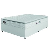 Cama Box Casal Colchão Espuma D33 Pillow Top New Millenium 138x188x57cm Branco Hellen - Suporta Até 120 Kg Por Pessoa