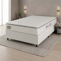 Cama Box Casal Colchão Espuma D33 Pillow Top New Millenium 138x188x57cm Branco Hellen - Suporta Até 120 Kg Por Pessoa