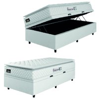 Cama Box Baú Solteiro Colchão Espuma D33 Pillow Top New Millenium 88x188x60cm Branco Hellen