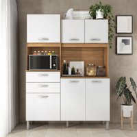 Cozinha Compacta Harmonia 6 Portas 2 Gavetas Amêndola/Branco - Demóbile