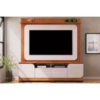 Home p/ TV até 65 Polegadas Vogue c/ Prateleira Nichos e Pés 182x183cm Freijó/Off White - DJ Móveis