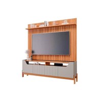 Home p/ TV até 70 Pol Moema/Maragogi Ripado c/ 4 Portas e Pés 180x197cm Off White/Nature - Permóbili