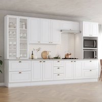 Cozinha Completa Americana 12 Portas 7 Gavetas com Vidro 100% Mdf Branco Hp -  Henn