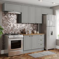 Cozinha Completa Americana 7 Portas 3 Gavetas com Tampo 100% Mdf Cinza/Nature - Henn