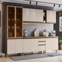 Cozinha Completa Connect 13 Portas 2 Gavetas com Vidro 100% Mdf Duna/Cristal Ii - Henn